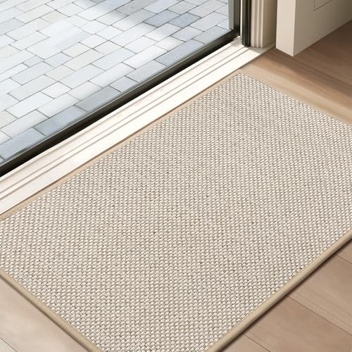 Tuocal Door Mat Non Slip Dirt Trapper Door Matts Indoor 60x90cm Khaki