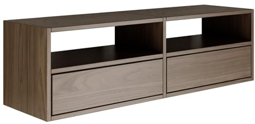 Selsey TV Lowboard - Farbe Wisconsin-Walnuss Moderne Fernseher Kommode 100 x 30 x 30 cm (BxTxH) TV Unterschrank für Wohnzimmer Schrank mit Klappen Push to Open Lowboard Hängend TV Cabinet Wandmontage