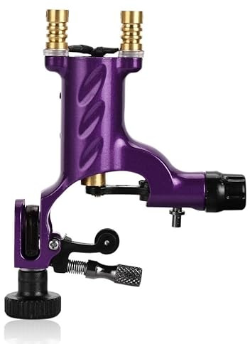 FONGKNOX Rotary Tattoo Maschine, Elektrische Rotary Liner Shader Tattoo Starke Motorpistole Permanent RCA Kabel Künstler Make-Up Werkzeug Lila