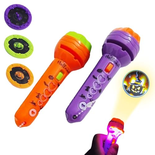Flashlight Halloween Projector – 4.53 x 1.26 x 1.26 Inches Projector Glowing Torch Toy | Seasonal Night Lamp for Interactive Parent-Child Study Room, Bedroom
