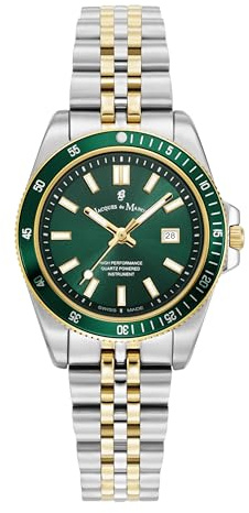Active Two Tone Green Dial Watch by Jacques du Manoir