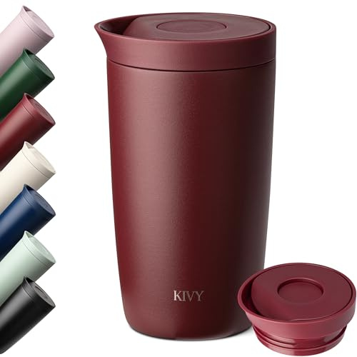KIVY Thermobecher 350 ml - 6h Heiß | 24h Kalt - Spülmaschinenfest -BPA-Frei | Auslaufsicher - Für Kaffee, Tee & Iced Coffee - Coffee to go Becher - Thermotasse mit Deckel - Isolierbecher - Travel Mug