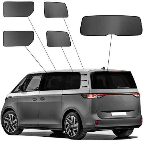SunClip Sicht- & Sonnenschutz kompatibel mit Volkswagen ID.Buzz (Bus) 2022- (ohne Schiebefenster), Schwarz