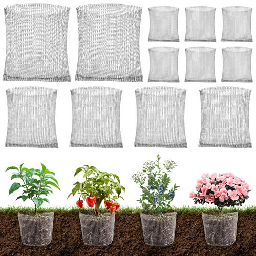 SGZIOO 12 Grille Anti Rongeur Inoxydable, Filet de Protection Jardin pour plantes, Paniers de Plantation Anti-Campagnol pour arbres fruitiers, Protection des racines des arbres, fleurs et légumes