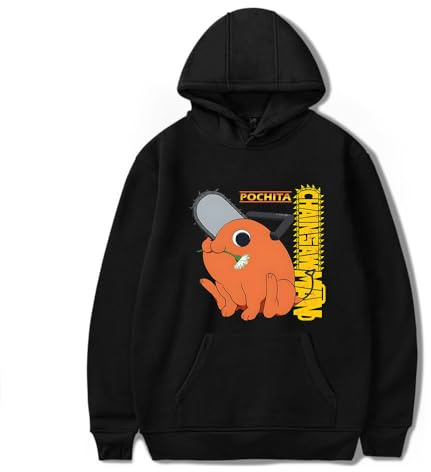 Huacaiyu Anime Chainsaw Man Hoodie for Men Women Pochita Denji Kapuzen-Pullover Casual Sweatshirt Hooded to Cosplay Black XXS-4XL