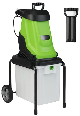 TANGZON 2800W/3000W Garden Shredder, Electric Wood Chipper with 45mm Cutting Diameter, 4500rpm Speed, SK5 Dual-sided Blades & 50L Collection Bin, Garden Mulcher for Branches (2800W, 56x44x94cm)