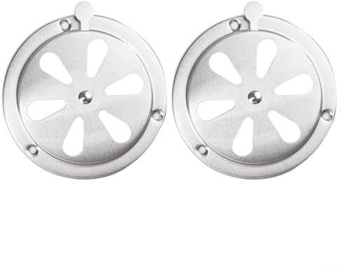 HpLive Edelstahl Lüftungsrosette, 2 Stück BBQ Lüftungsblech Rundlüfter Mit Verstellbarer Abluftklappe Für Grills Und Räucheröfen(12.5cm)