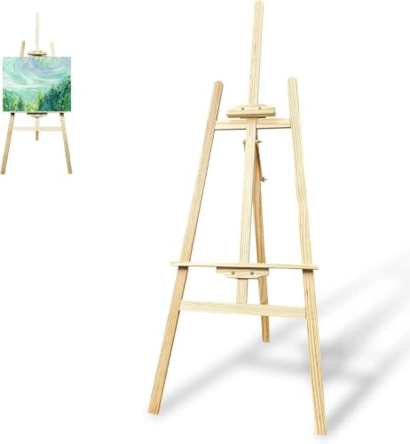 Comzantor Chevalet Bois 150cm, Réglable Chevalet Peinture, Chevalet en Bois