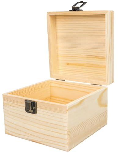 SOLUSTRE Unfertige Holz Aufbewahrungsbox mit Metallverschluss Stapelbar und Kratzfest für Heimdekoration und Bastelprojekte