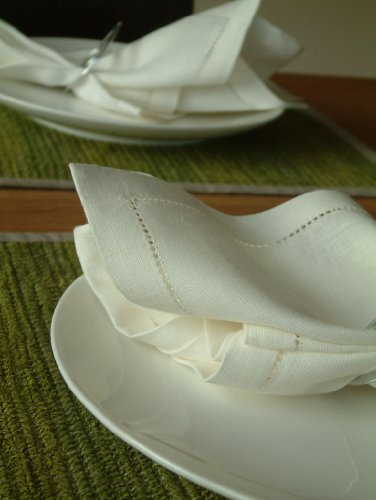 LinenMe, Servietten aus wollweißem Leinen mit Hohlsaum, 4-teiliges Set, 44 x 44 cm 0025904