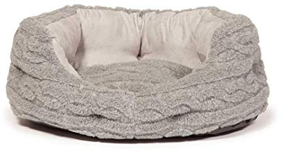 Danish Design Bobble Pewter Grey Machine Washable Cable Knit Dog/Puppy Deluxe Slumber Bed 18 Inch