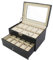 Todeco - Porta Prologi, Porta Bracciali - Dimensione: 28,5 x 20,5 x 15 cm - Materiale della Scatola: MDF - 20 Orologi con cassetto ed espositore, Nero/Beige