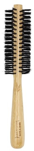 Beter Sustainable Bamboo Wood Round Hair Brush, Boar and Nylon Barbs 45mm Diameter for Styling and Straightening Hair