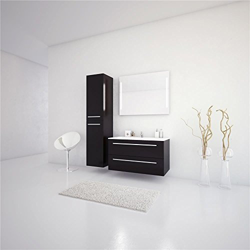 Sieper I Badmöbel Set Libato, Waschtisch mit Unterschrank 90 x 50 cm, Hochschrank und Badspiegel I Anthrazit