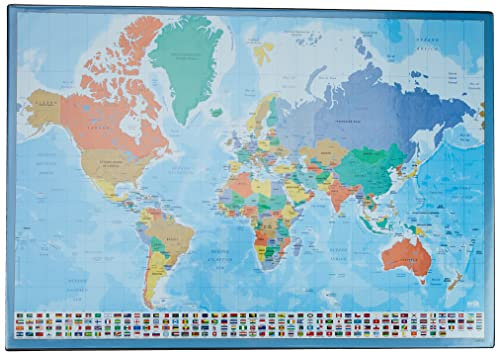 Grupo Erik Schreibtischmatte Weltkarte aus Spanisch - Schreibtischunterlage Jungen und Schreibtischunterlage Mädchen Abwischbar, TSEH293
