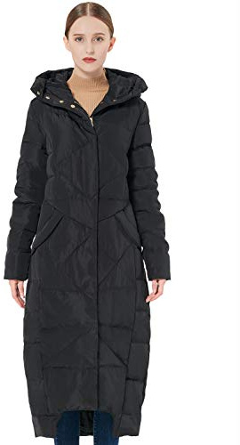 Orolay Damen Daunenmantel mit Kapuze Lange Winterjacke Winddichte Gesteppte Oberbekleidung