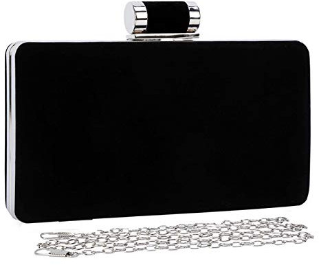 Selighting Abendtasche Damen Clutch Tasche Samt Elegant Handtasche für Party Hochzeit (Schwarz)