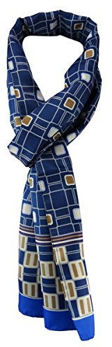 TigerTie leichter Unisex Schal in blau royalblau gold creme gemustert Gr. 160 cm x 36 cm