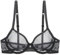 Sexy Sheer See Through Bras Unlined Underwire Lace Mesh Non Padded Ultra Thin Clear Bralette Black, 34D