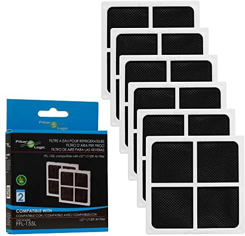 FilterLogic FFL-155L | Pacco da 6 - Filtro dell'aria per frigorifero - Compatibile con LG Filtro Pure N Fresh ADQ73214405 ADQ73214404 ADQ73214408 LT120F - Filtro antibatterico