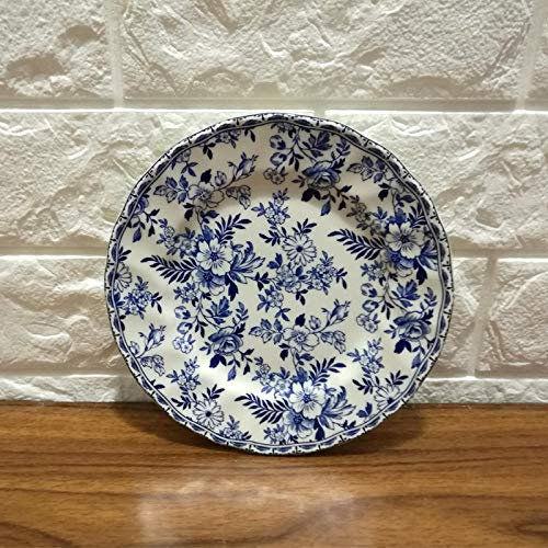 LMMJYF Vaisselle Occidentale en Porcelaine Bleue et Blanche Vaisselle ménagère Bols et Assiettes Tasses à café et soucoupes Service à thé-Assiette à Dessert de 7 Pouces