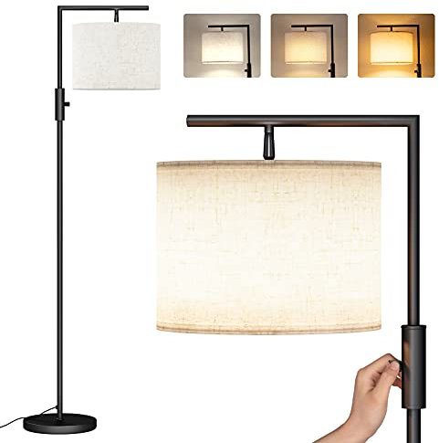 SUNMORY Stehlampe, Stehleuchte LED 9W, mit 3 Farbtemperaturen E27 Glühbirne, Stehlampe Wohnzimmer, kann im Wohnzimmer, Schlafzimmer, Arbeitszimmer Verwendet Werden, Stehlampe Schwarz