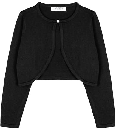 Bolerose Ragazze Manica Lunga Bolero Bambini Caridgan (Nero, 9-10 Anni)