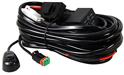 Willpower Kabelbaum Kabelsatz für KFZ Scheinwerfer Arbeitsscheinwerfer Nebelscheinwerfer Tagfahrleuchten Lichtleisten DC 12V 40A 18AWG Relais Adapter ON/OFF Wasserdicht (1 Lampe)