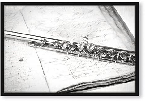 Pixxprint Querflöte, Poster im Bilderrahmen, Format: 80x60cm, Kunstdruck gerahmt