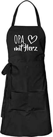 Huuraa Kochschürze Opa mit Herz Geschenk Schwarz Baumwolle Opa Geschenkidee