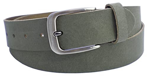NK Belt GmbH Echter Ledergürtel aus Veloursleder, Made in Germany, Anzug Jeans Gürtel 38mm #VL-18 (Grün, 90cm Gesamtlänge 105cm)