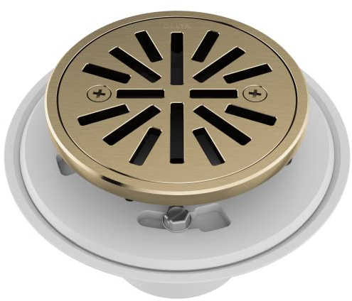 Delta 4 Inch Brushed Gold Tile-In Round Shower Floor Drain with Gasket and Removable Drain Gate, Champagne Bronze DT061411-CZ