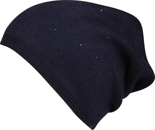 Capelli New York Damen Beanie mit Glitzersteinen - Navy