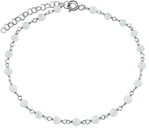 SILVEGO Damen Armband aus 925 Sterling Silber mit echtem Mondstein 3 mm
