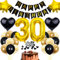 Cnrose 30. Geburtstag Dekoration - Schwarz Gold Party Deko für Männer und Frauen - Tortendeko für 30 Jahre