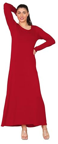 Mustwearit Women’s Long Sleeve Long Maxi Dress New Ladies Plain Maxi Jersey Dress Plus Size 8 to 26 Wine