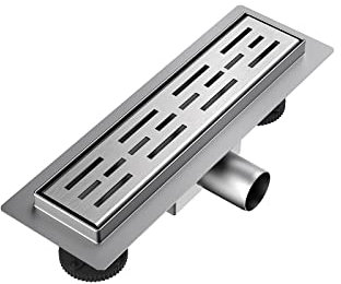 EMKE Duschrinne 30cm Edelstahl Bodenablauf extra flach Komplettset Dusche Siphon mit Geruchsstop und Haarsieb Randablauf,Duschabfluss für Badezimmer und Waschraum