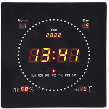 Topiky Grande Horloge Murale Numérique à LED, Horloge de Bureau Numérique à Piles | à Grands Chiffres | à Température Hebdomadaire | Réveil Calendrier | pour Le Bureau des Personnes âgées