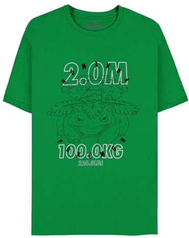 Pokémon Bisaflor Männer T-Shirt grün L 100% Baumwolle Fan-Merch, Gaming