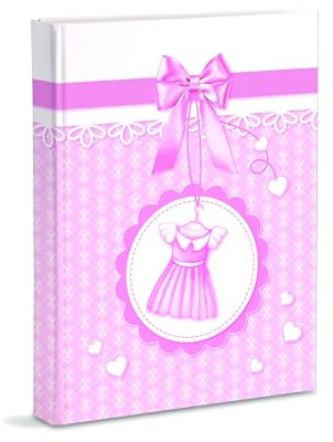 Geburtsfotoalbum cm 21x28 mit Taschen enthält 200 Fotos cm 13x18, pinkes Kleid