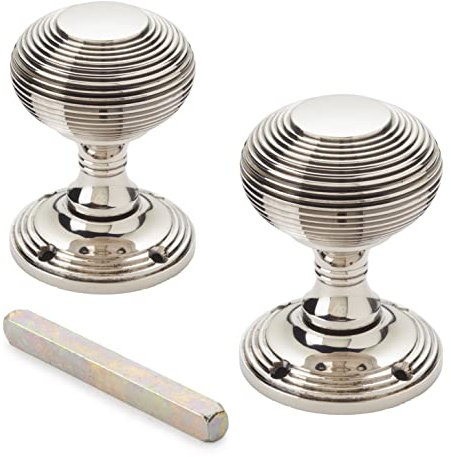 AB Hardware 55mm Solid Brass Beehive Mortice Door Knobs Knob Pair Set Quality New Victorian (Aged Nickel)