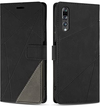 SONWO Case for Huawei P20 Pro, PU Leather Flip Wallet Case Magnetic Closure Cover Card Slots Phone Case for Huawei P20 Pro, Black