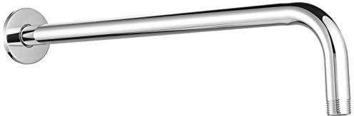 Duscharm mit Flansch und Teflonband, Voolan 38cm Verlängerung Duschkopf Arm für Badezimmer Fester Duschkopf, massiver Edelstahl, an der Wand montiert (Chrom)