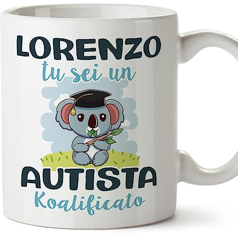 Mugffins Tazza Personalizzata in ceramica per AUTISTA uomo 11 oz / 350 ml - In italiano - Koalificati Personalizzati - Idea regalo per compleanno, anniversario, natale, laurea