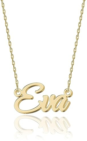 UMAGICBOX Personalisierte Namenskette | 14 Schriftarten zur Auswahl | Anpassbarer Anhänger aus 18K vergoldetem Edelstahl und Sterling Silber | Unvergessliches Geschenk für Sie