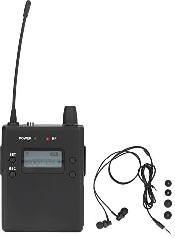 SYH&AQYE Sistema di Monitoraggio Wireless Stereo, Sistema Ricevitore di Monitoraggio Bodypack da 626 a 662 MHz, Attrezzatura da Studio Leggera per Palcoscenico, Studio, Mostre, Conferenze, Discorsi