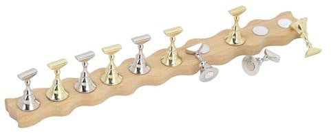 Magnetic Nail Display Stand with 10pcs Stands, Wave Edge Wooden Base for Nail Art Practice, Salon Store