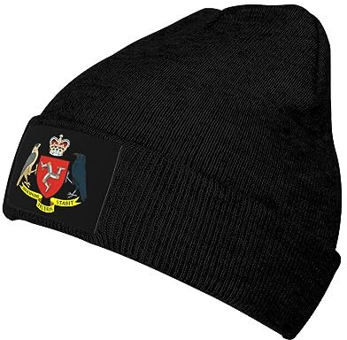 peiyeety Wappen der Isle of Man Strickmütze Mütze Mann Damen Sport Warm Trendy Classic Watch Caps Schwarz
