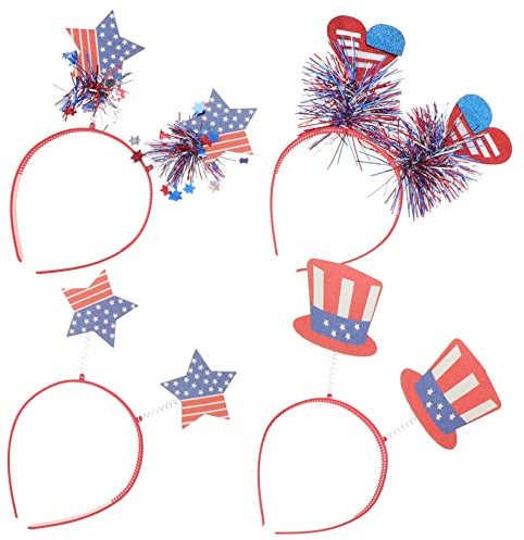 Housoutil Einzigartige Modische Flaggen-stirnbänder 4 Stück Haarschmuck Mit Usa-flagge Für Familientreffen