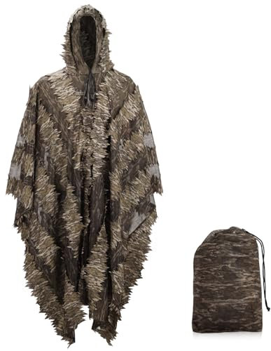 AnExer Ghillie Umhang Ghillie Suit Tarnanzug Schnelltrocknend, Tarnkleidung für Jagd Militär Jagd Verdeckt CS Camping Outdoor Tierfotografie Festschmuck (Hellgrün)